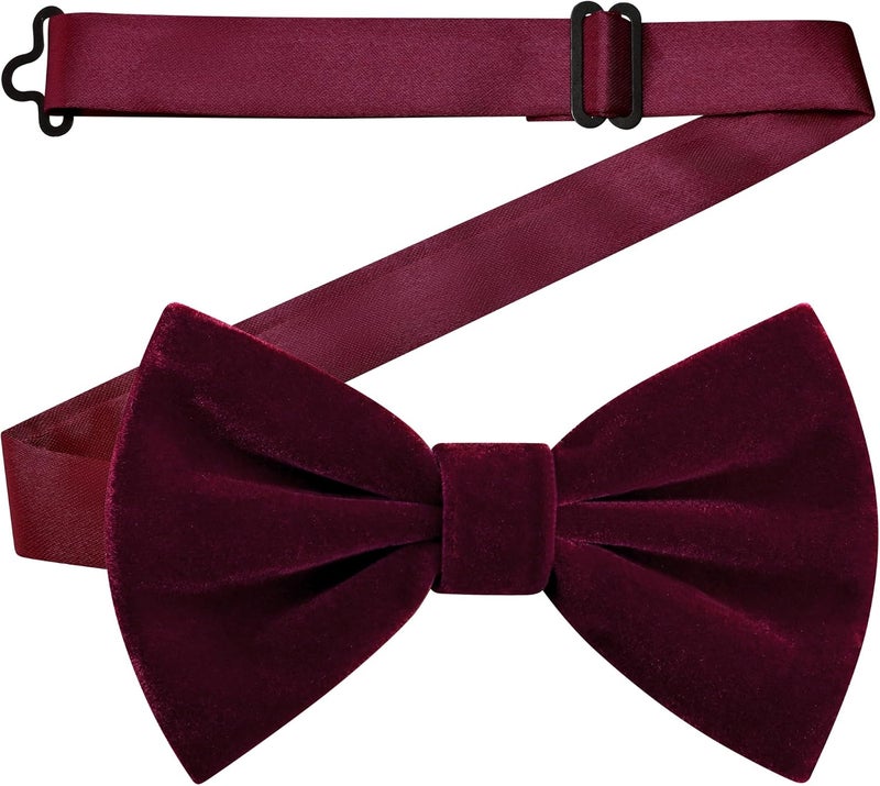 Branduce Velvet Bow Ties for Men Adjustable Pre-tie Bowtie Tuxedo Bowties for Wedding - Image 3